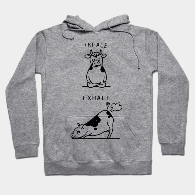 Inhale Exhale Cow Hoodie by huebucket